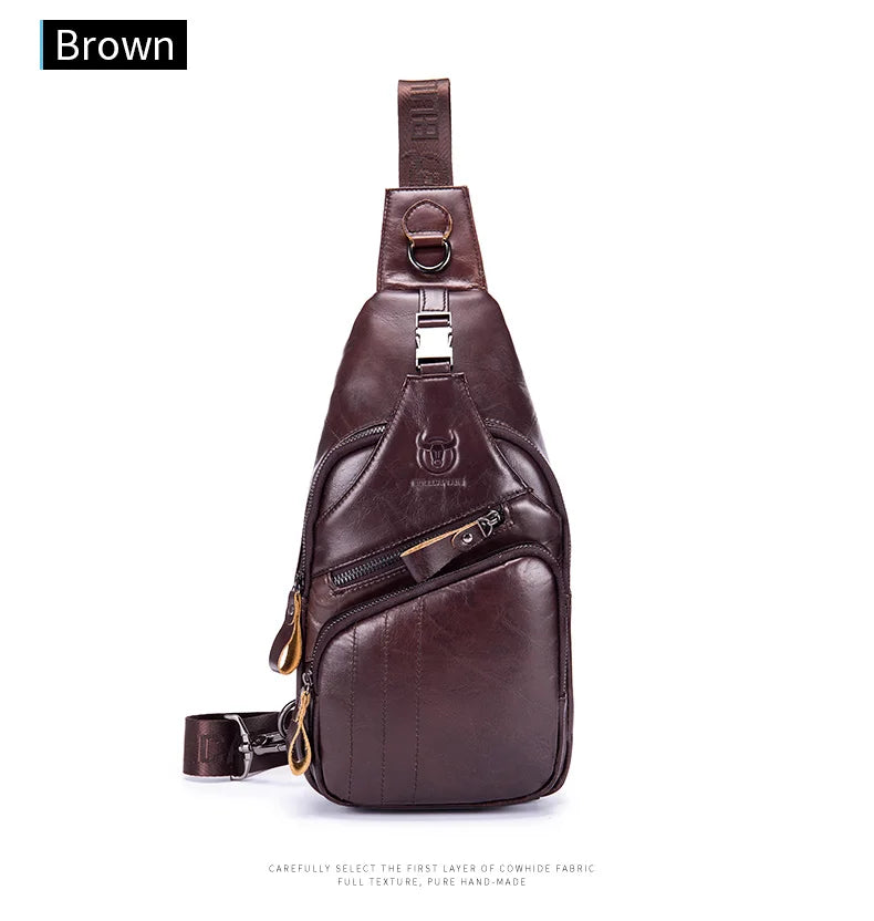 BULLCAPTAIN Bag Genuine Leather Chest Bag Men's Fashion Style Casual