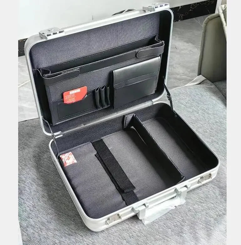 13”15 Inch New Aluminum Briefcase Toolbox Laptop case Business Box With Lock - Additional view