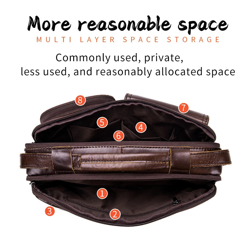 BULLCAPTAIN New Genuine Leather Men Crossbody Bag Male Briefcase