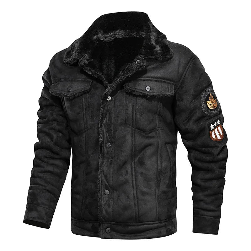 Man Leather Jacket Winter New High Street Turn Down Collar Male Bomber Outerwear Single-breasted Lon - Gallery image 12