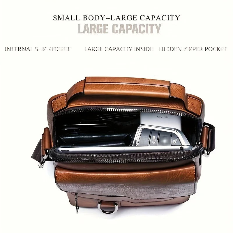 Men's Crossbody Bags Business Flap Male Solid Messenger Bag Travel