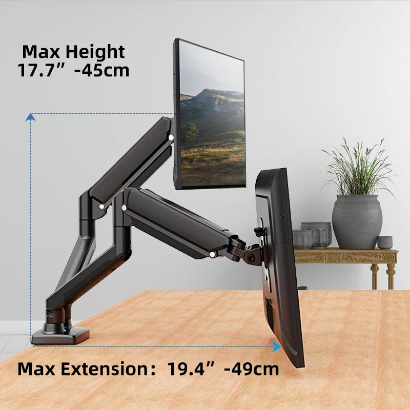 Dual Monitor Desk Mount up to 32 inches Screens Height Adjustable Monitor Stand, Heavy Duty Arm,VESA 75x75mm or 100x100mm,...