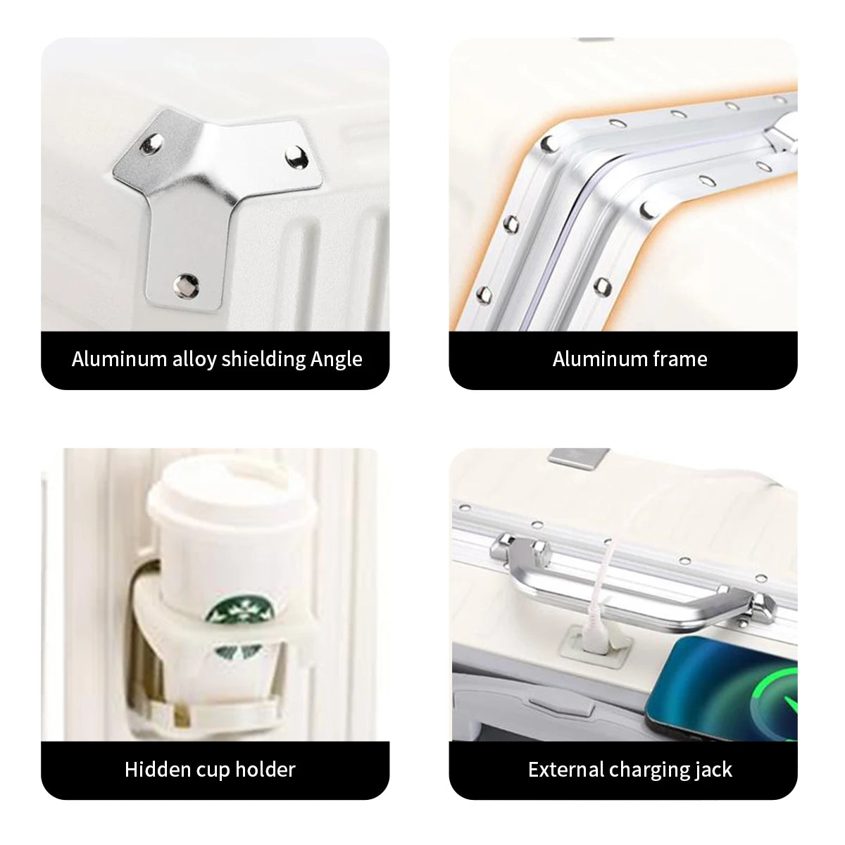 Trolley Luggage 20 24 26 28 Inch Aluminum Frame Rolling Luggage Case USB Travel Suitcase on Wheels C - View 4