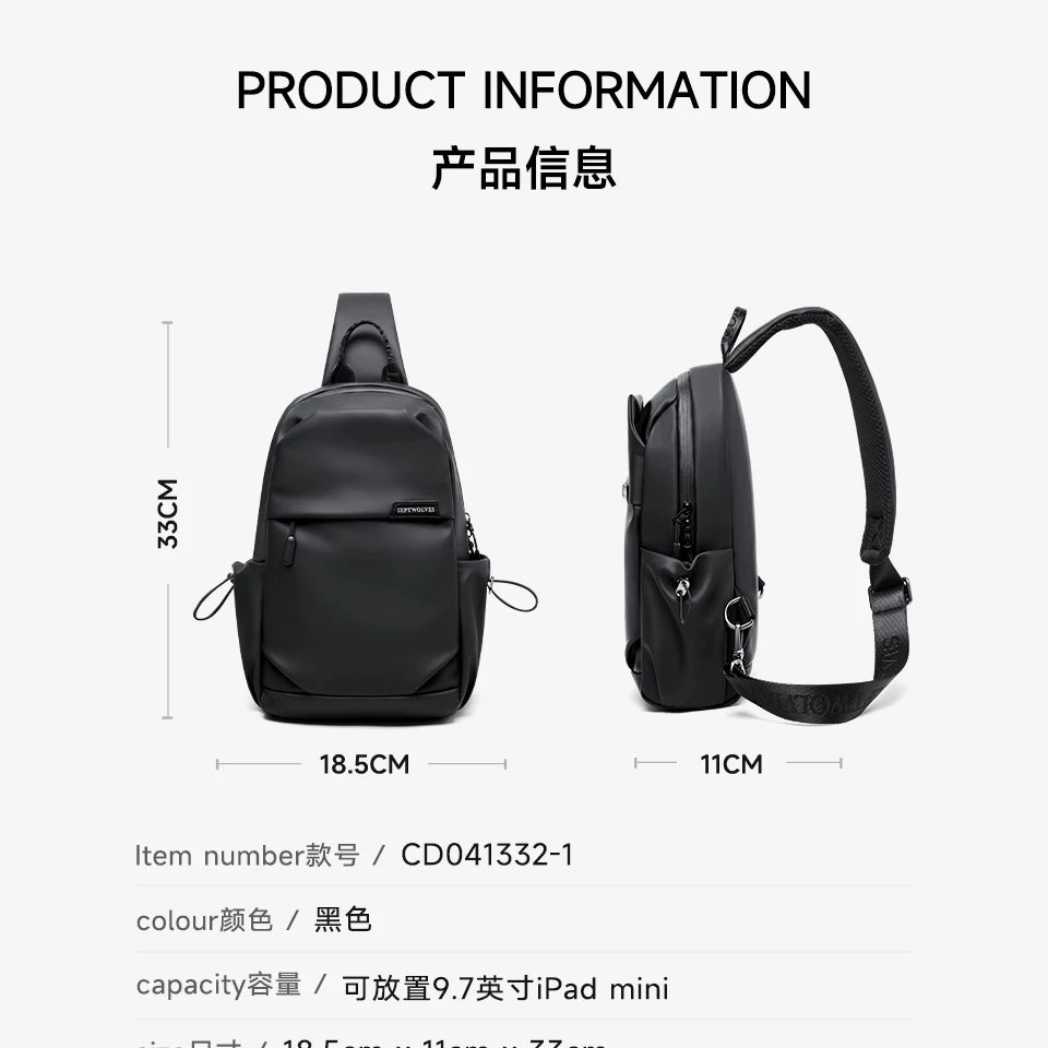 Septwolves Business Thin Printed Leather Crossbody Sling Bag Man