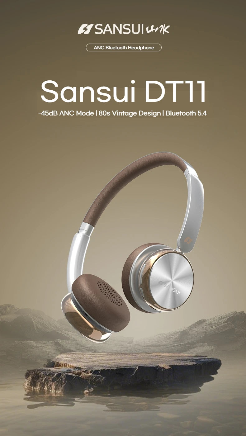 Sansui DT11 ANC Wireless Bluetooth 5.4 Headphone -45dB Active Noise