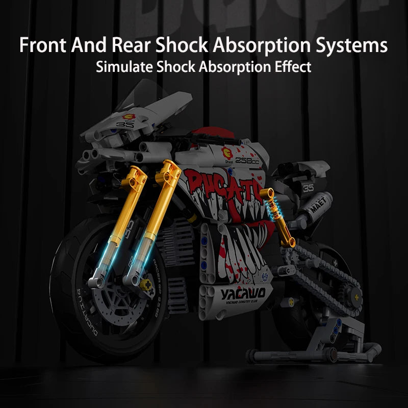 Technical V4 Motorcycle Building Blocks Set Famous Super Motorbike Model Kit Racing Bricks Kids Asse - Gallery image 14