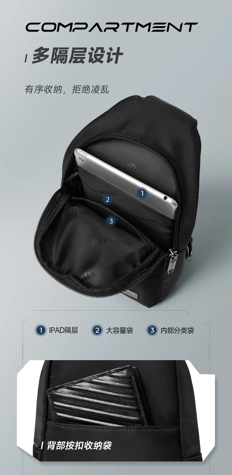 Septwolves Business Thin Printed Leather Crossbody Sling Bag Man