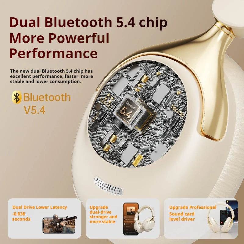 ANC Noise Reduction 100H Play Time Bluetooth Headphones 360° Surround Sound Wireless Headsets Sports Gamer Earphones With HD Mic - Features and Specifications