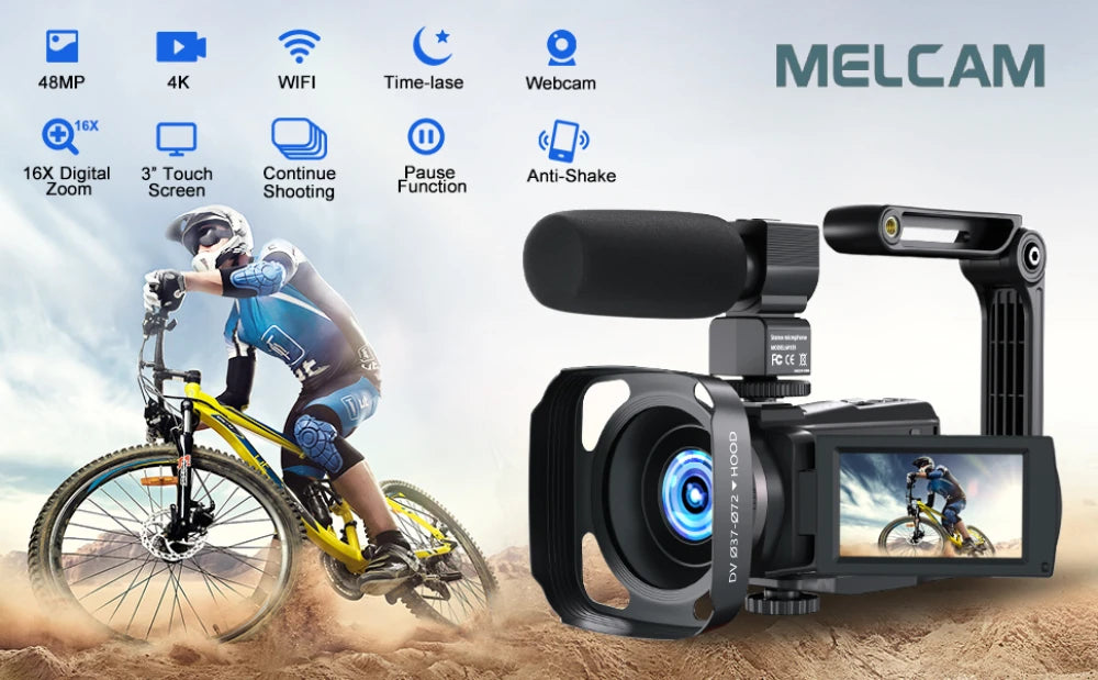 4K Video Camera Camcorder 48MP UHD WiFi IR Night Vision Vlogging