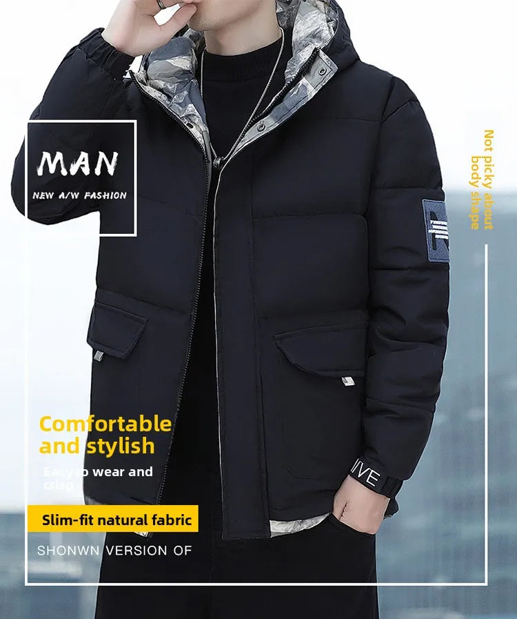 2025 Autumn Winter Loose Youth Cotton Padded Jacket Men Solid Color Parkas Winter Puffer Jackets Mal - Gallery image 9