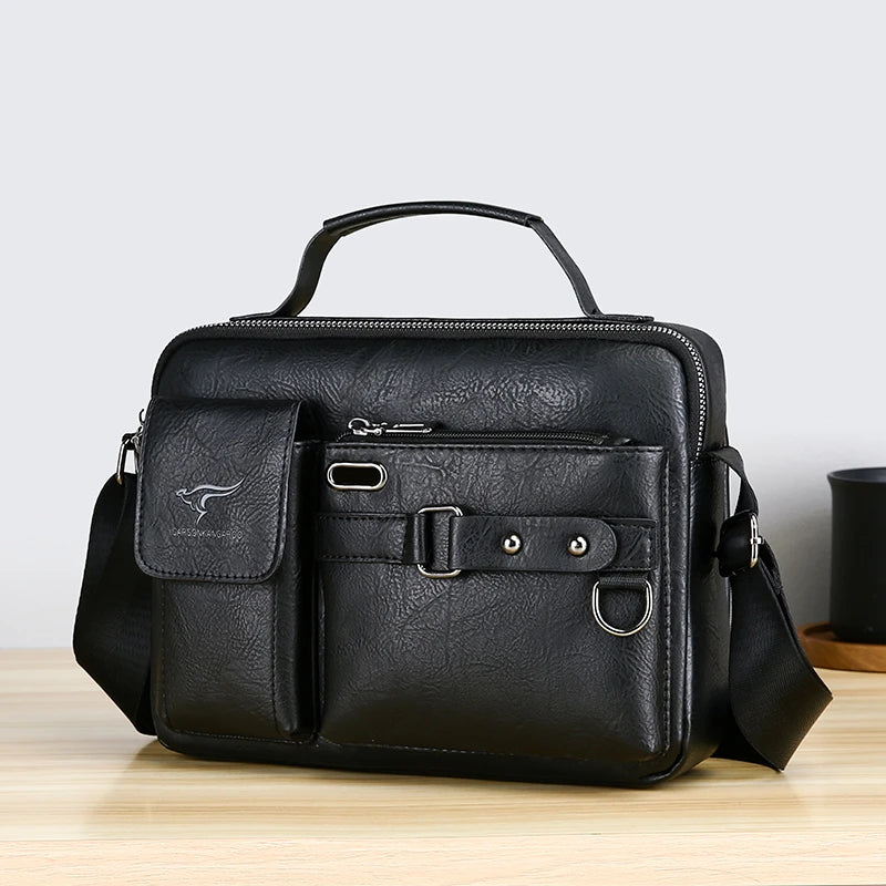 Fashion Men's Shoulder Bag PU Leather Handbag Business Briefcase