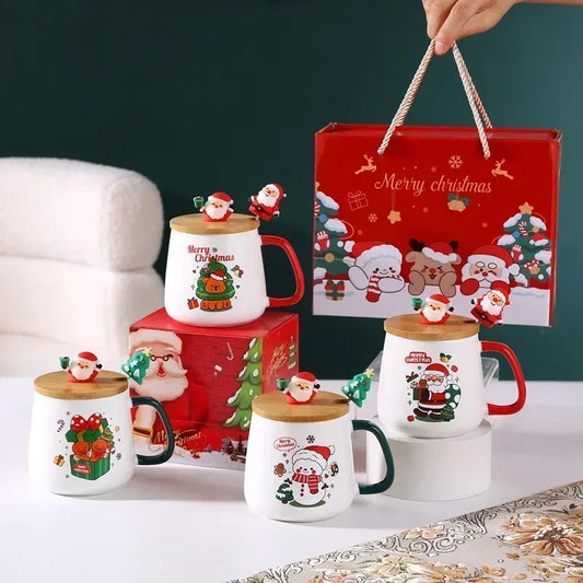 Christmas Tree Mug Box Ceramic Mug Christmas Gift Ceramic Mug with Lid - Main View