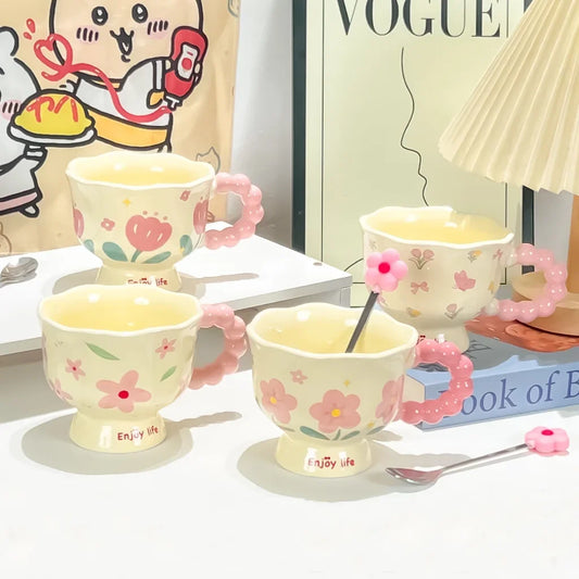 Girls Birthday Gift Souvenir Coffee Mug Household Ceramic Cup High Value Cup Mug - Side View