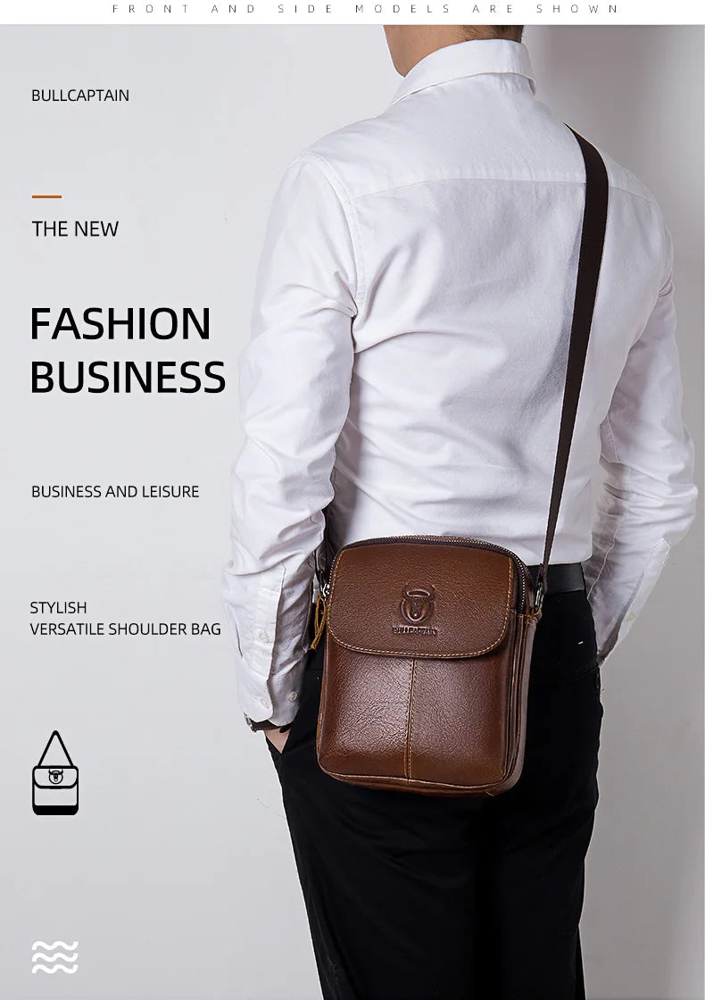 BULLCAPTAIN Leather Men's Messenger Bag Business Shoulder Bags