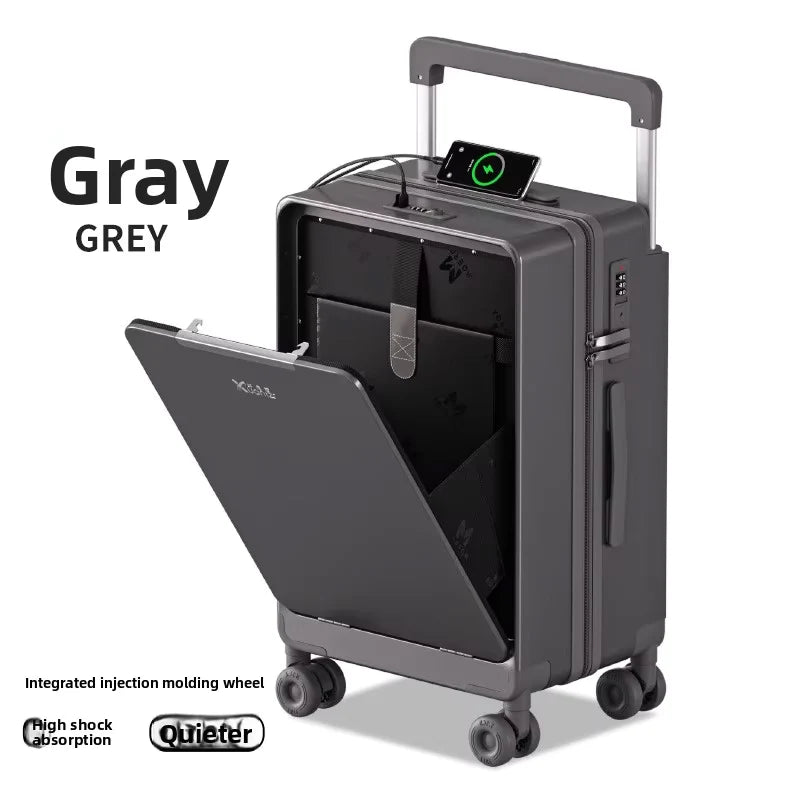 COLENARA ABS+PC Suitcase Front Opening Laptop Boarding Case USB Charging Trolley Case 20"24"26 Inch  - Gallery image 9