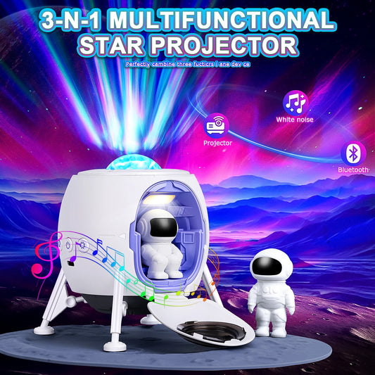 Space Lander Astronaut Galaxy Light Projector Spacecraft Night Light For Bedroom - Side View