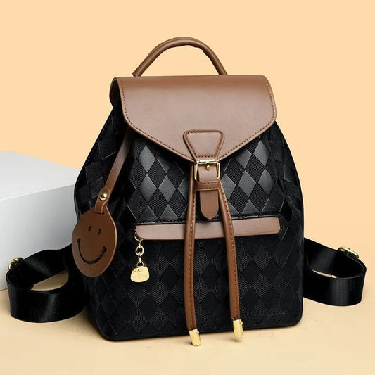 Women Backpack Soft Pu Leather Black Casual Multifunctional College Bag Capacity - Main View