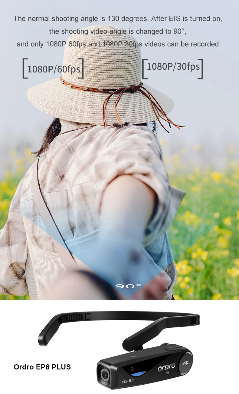 Head Wearable Vlog Camera for YouTube Video, Ordro EP6 PLUS FPV WiFi