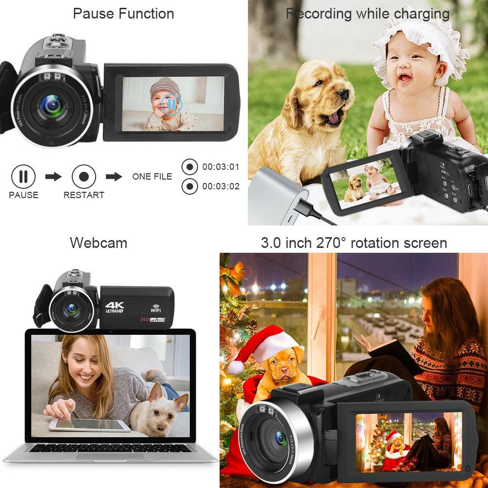 Full 4K Camcorder Professional YouTuber Digital Video Cameras Live