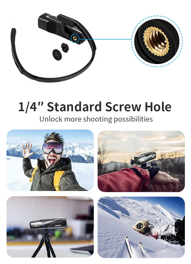 Ordro EP8 Head Wearable Action Camera Vlog 4K 60fps for YouTube