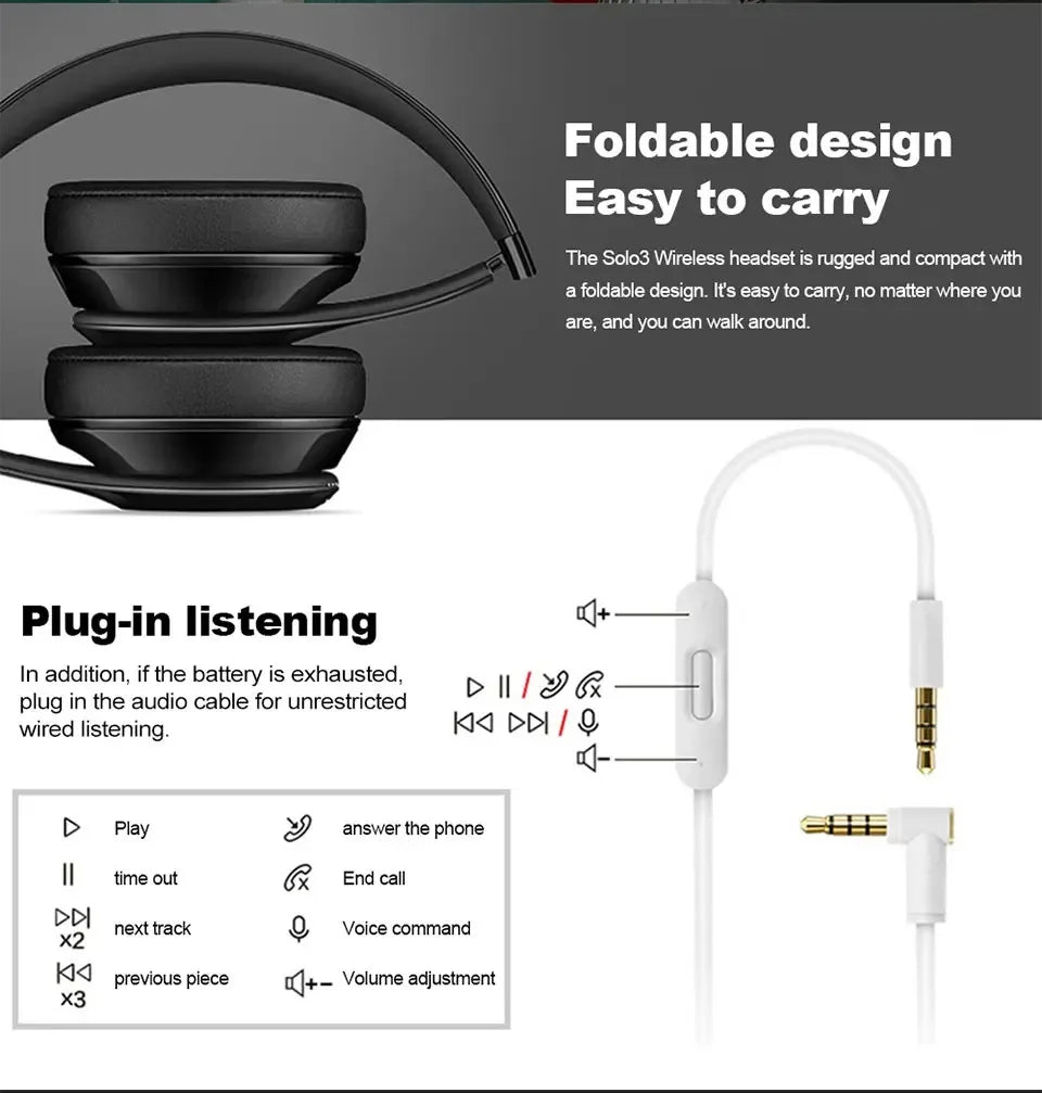 brand Beats SOLO3 Bluetooth Headset Wireless Headphone 360Degree Surround HIFI Sound Music Gaming He - Gallery image 11