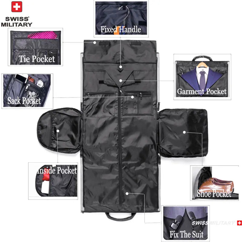 SWISS MILITARY New Men's Business Garment Bags Large Multifunctional
