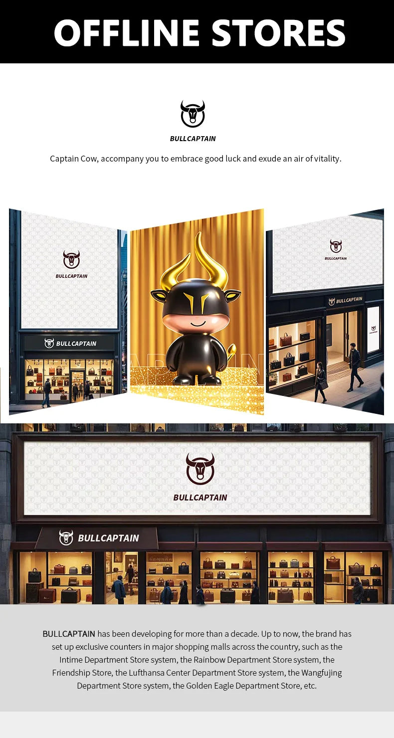 BULLCAPTAIN Men Genuine Leather Crossbody Bag Casual Everyday