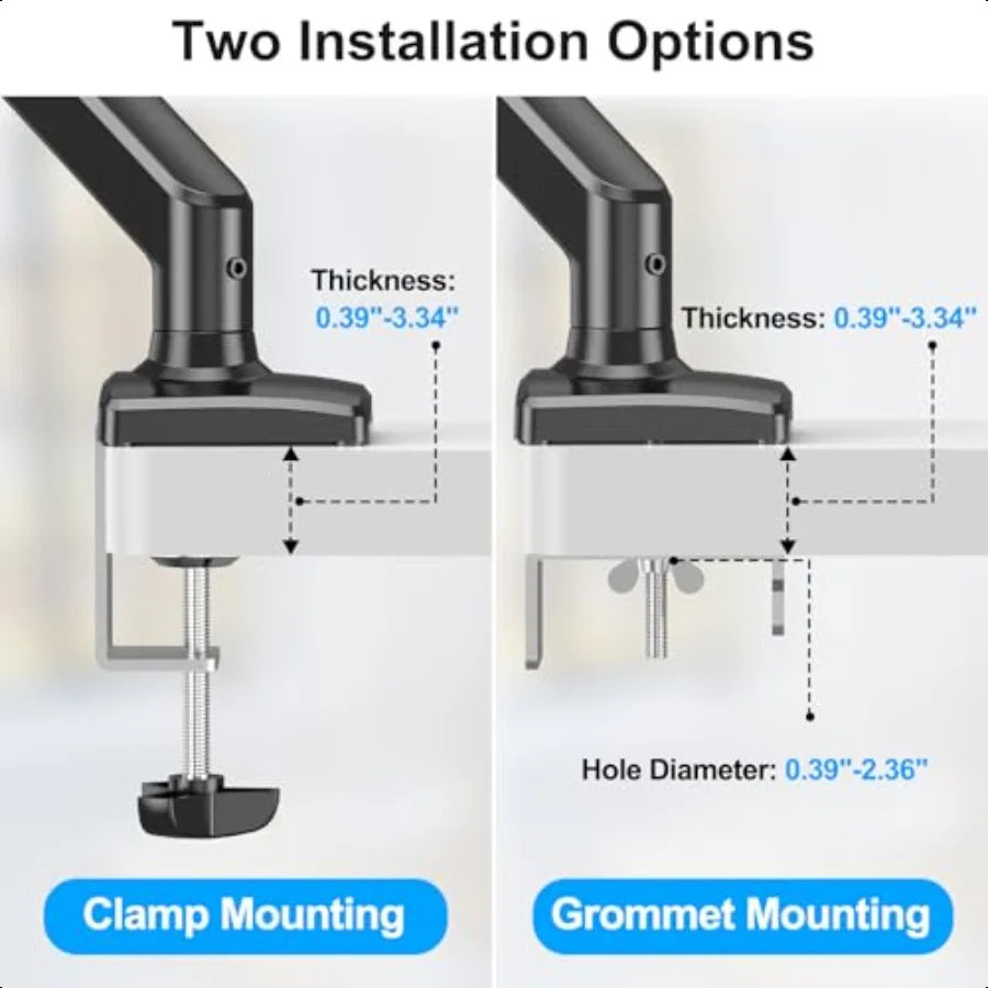Laptop Stand Desk Mount 2 in 1 Function Gas Spring Arm Fits Max 17 Notebook and 32 Computer Screen Single Monitor Mount wi...