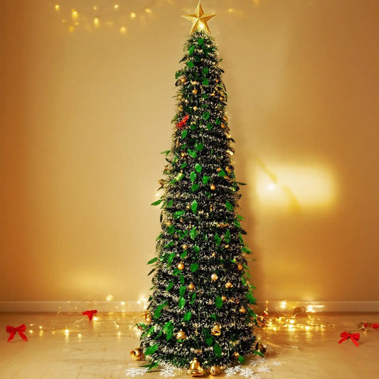 Christmas Tree 5 Ft Festival Ornament Faux Foldable Christmas Tree Chr - Front View