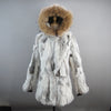 2025 Winter Women Rabbit Fur Coat Real Genuine Rabbit Fur Jacket With  - Detail View