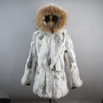2025 Winter Women Rabbit Fur Coat Real Genuine Rabbit Fur Jacket With  - Detail View