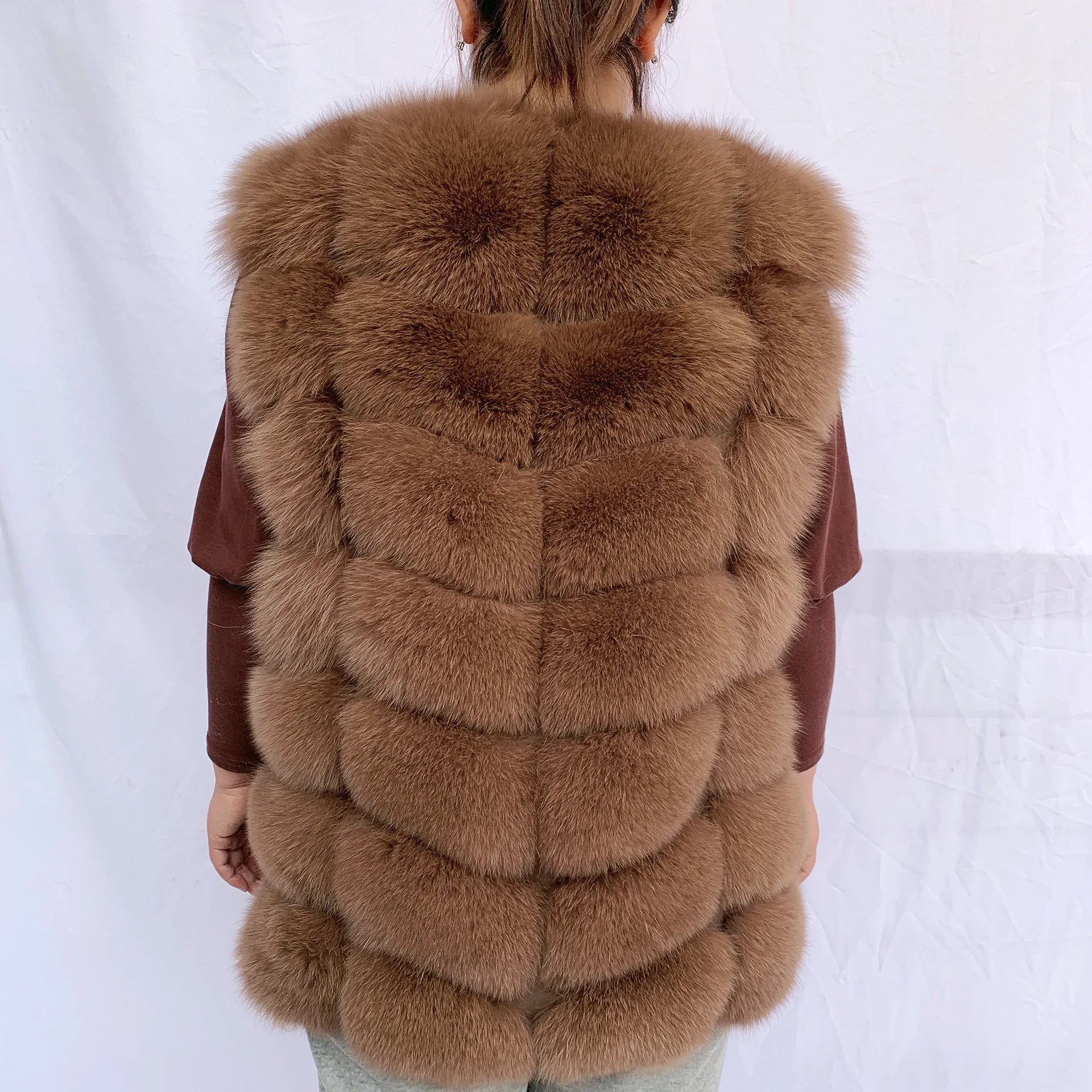 Natural fox fur vest ladies winter autumn coat warm vest made of natural fur wom - View 51