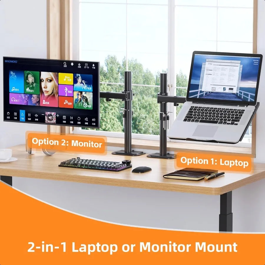 Laptop Notebook Desk Mount Stand Adjustable Single Monitor Laptop Arm Mount with Ventilated Tray up to 17 inch Holds up to...
