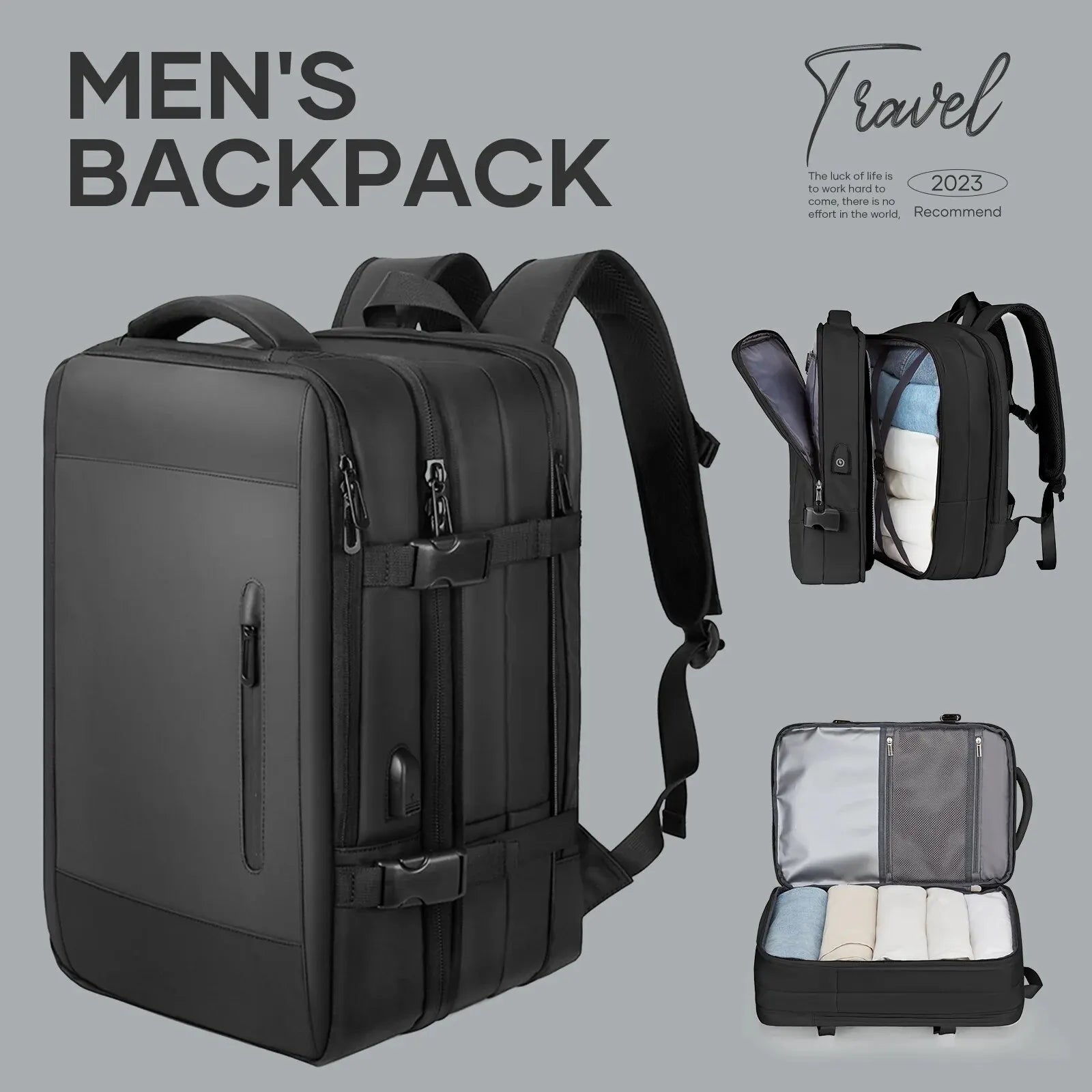 Likros Men Backpack Business Travel Backpack Carry on Waterproof Expandable Back - Main View