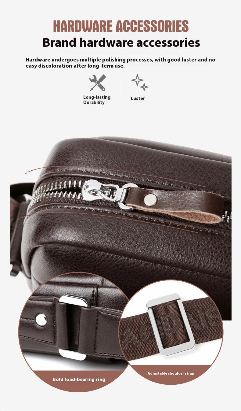 PU Leather Crossbody Bag for Men - Square Sling Shoulder Bag with