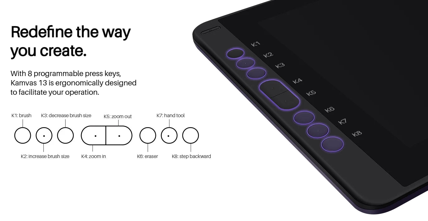 Huion Kamvas 13 Graphics Tablet Monitor AG Glass Pen Display Drawing