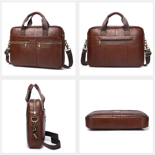 SCHLATUM Genuine Leather Briefcases Hard For Men 15.6 Inch Office Bussiness Comp - Side View