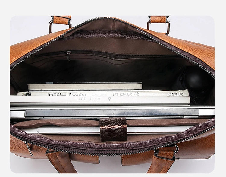 Luxury Brand Man Business Briefcase Bag PU Leather Messenger