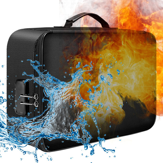 Fireproof Document Bag with Lock Zipper Closure Fire & Water Resistant Money Bag Storage Pouch Organ