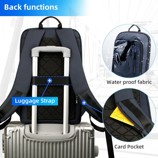 HK Slim Backpack For Men 15.6 Inch Laptop Bags Waterproof Minimalist Business Ba - Side View