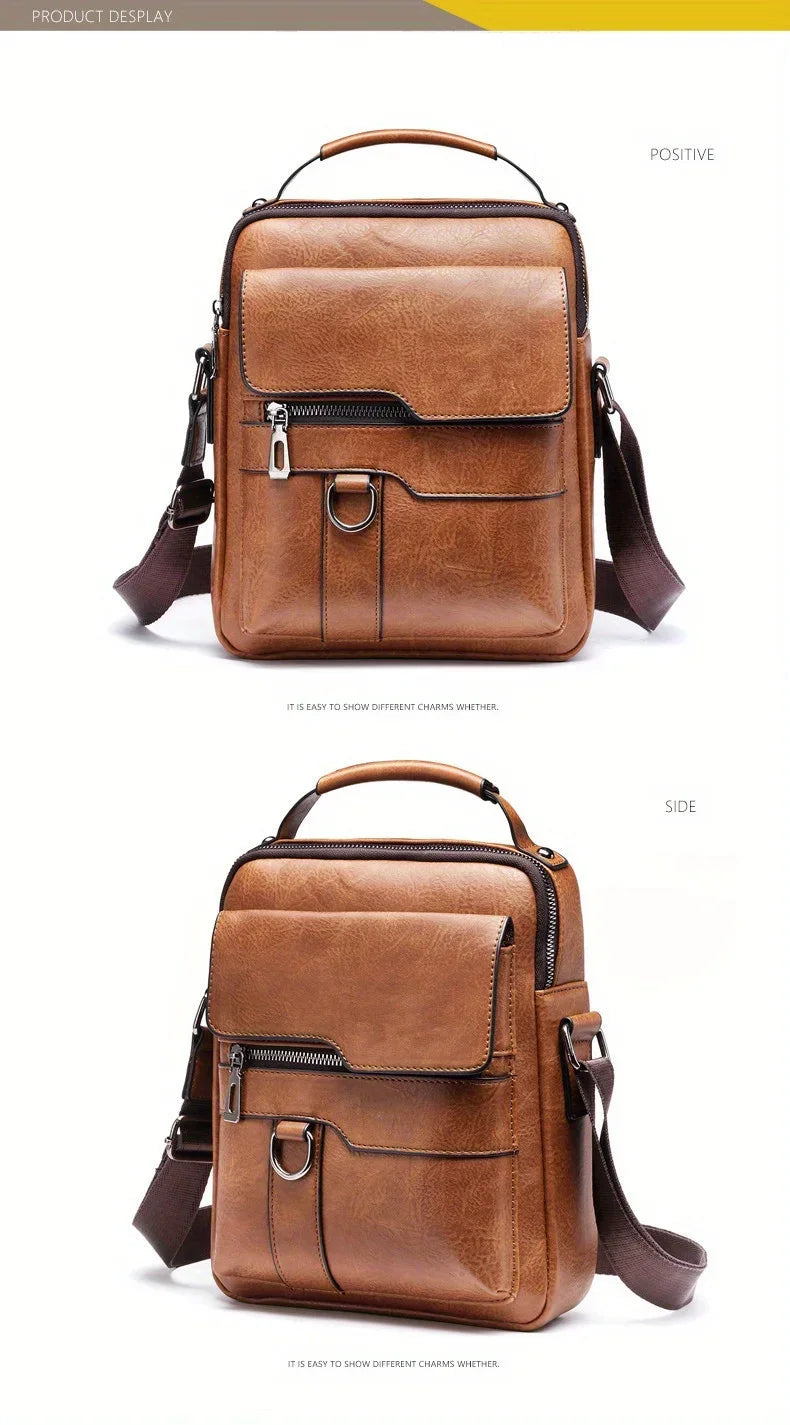 Men's Crossbody Bags Business Flap Male Solid Messenger Bag Travel