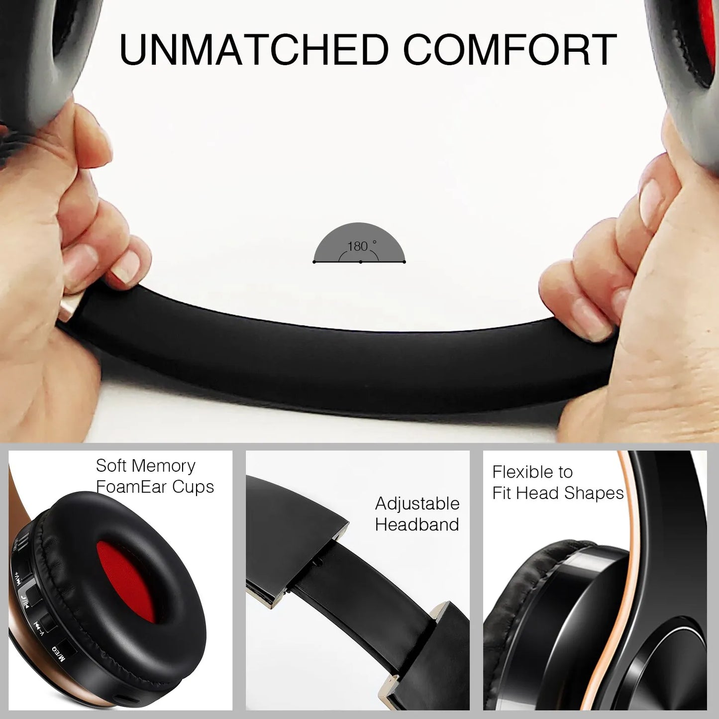 HIFI Stereo Earphones Bluetooth Headphone Music FM and Support SD