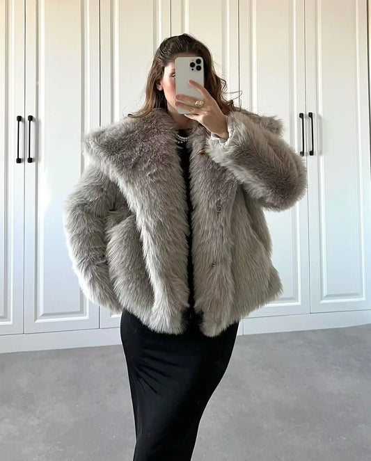 Women's Faux Fur Coat - Plush Fluffy Winter Jacket in Multiple Colors 2024