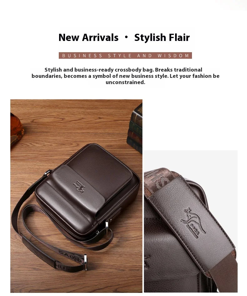 PU Leather Crossbody Bag for Men - Square Sling Shoulder Bag with