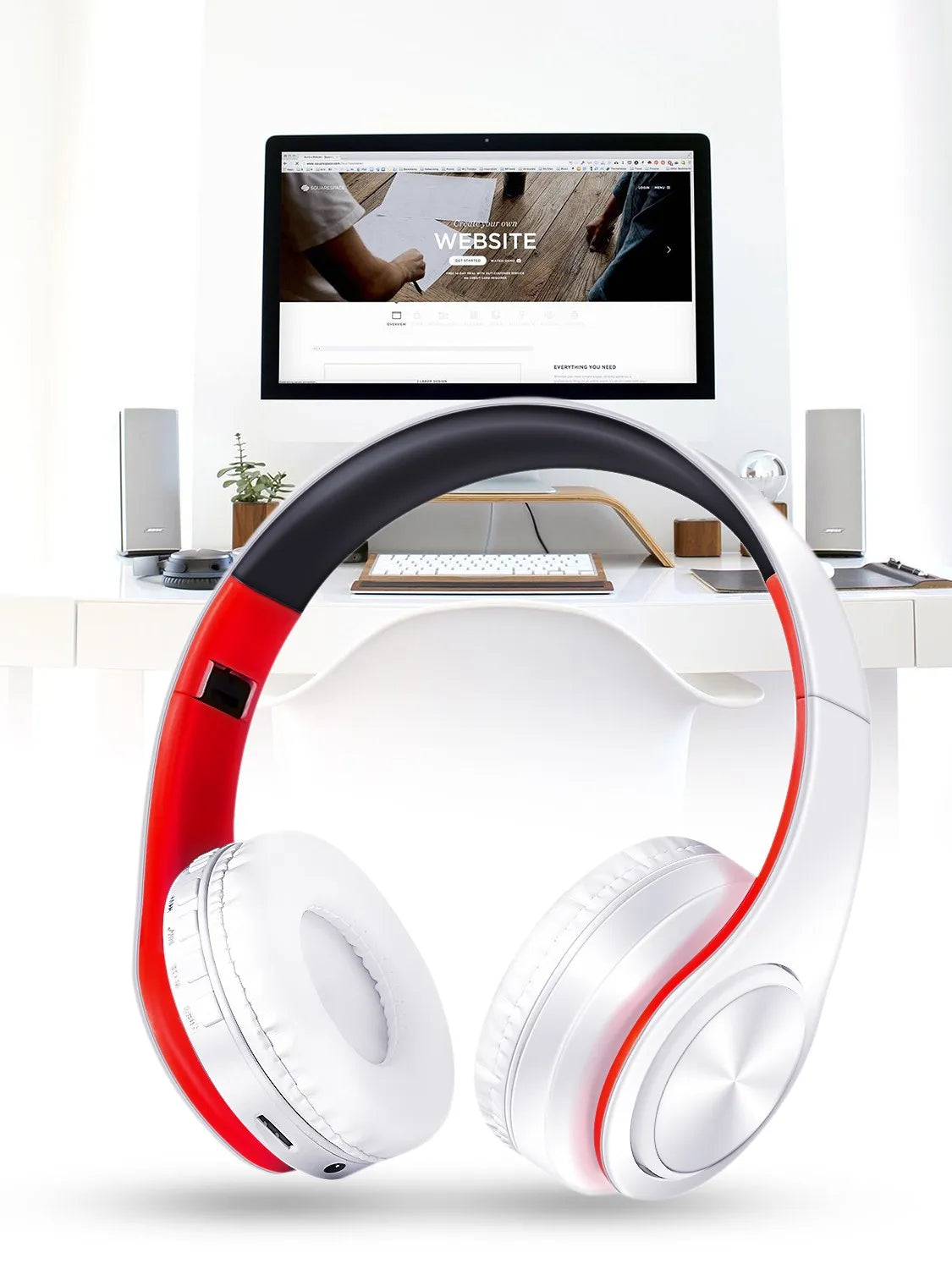 HIFI Stereo Earphones Bluetooth Headphone Music FM and Support SD
