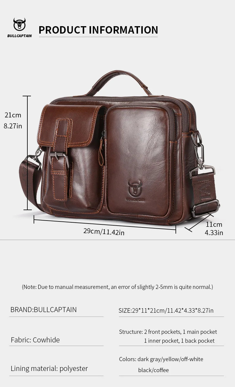 BULLCAPTAIN New Genuine Leather Men Crossbody Bag Male Briefcase