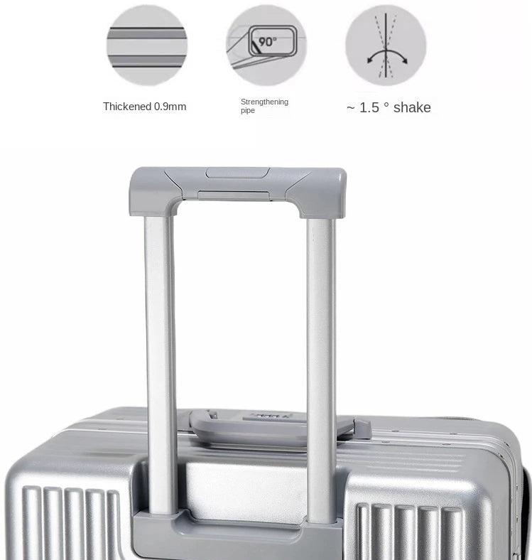 Aluminium Frame Suitcase Front Opening Cabin Luggage with USB Cup Holder Female Trolley Case Male Br - Gallery image 11