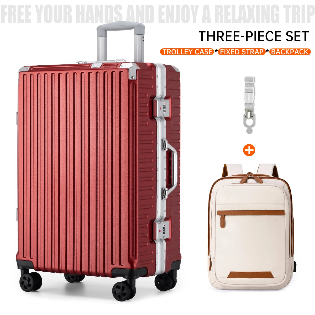 Trolley Luggage 20 24 26 28 Inch Aluminum Frame Rolling Luggage Case USB Travel Suitcase on Wheels C - Additional view