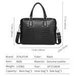 SCHLATUM Genuine Leather Crocodile Grain Briefcases Hard For Men 15.6 Inch Lapto - Detail View