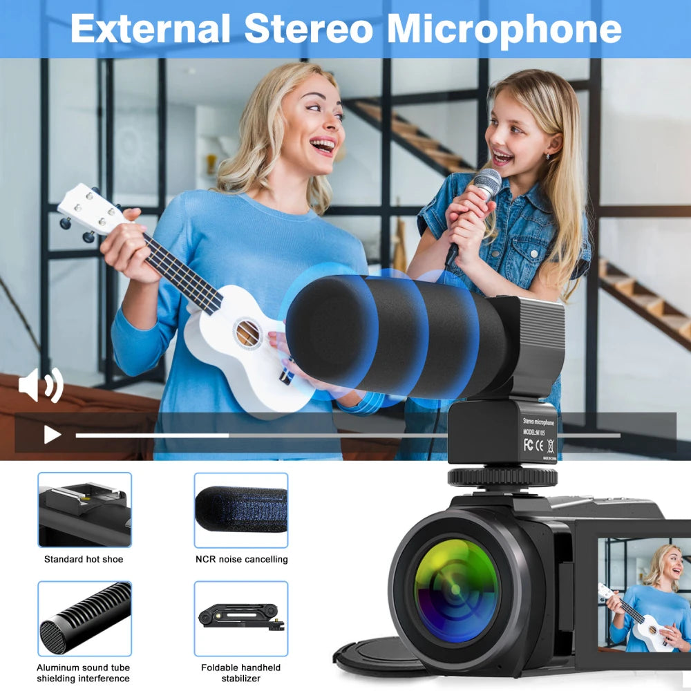 4K Video Camera Camcorder 48MP UHD WiFi IR Night Vision Vlogging